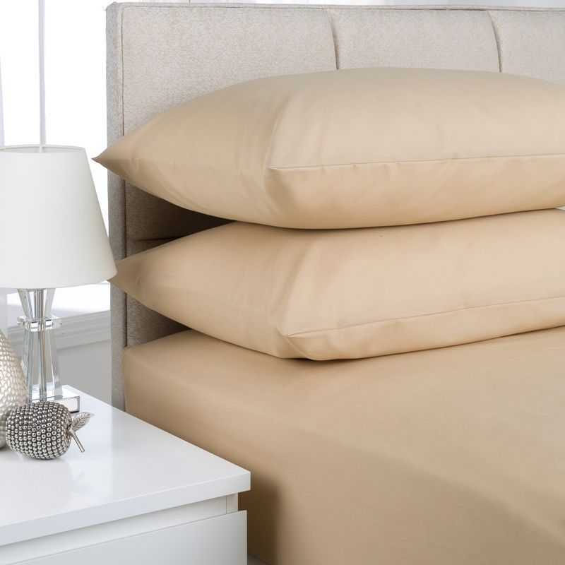 Beige Plain Dyed Flat Sheet - Double Bed